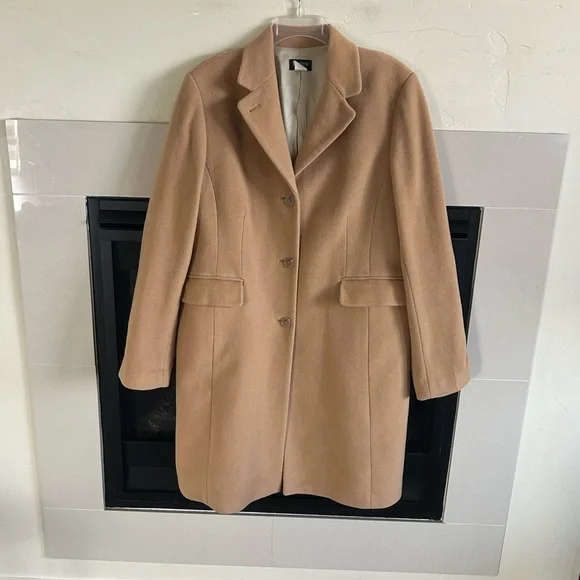 J.Crew Cashmere Wool Women’s Winter Pea Coat 16 beige Classic Longline Y2K - Picture 1 of 15